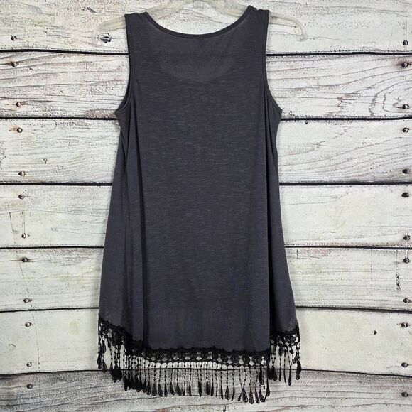Vanity Gray Anchor Fringe Tank Top Size S - Picture 5 of 6